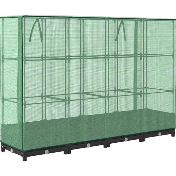 vidaXL Odlingslåda med växthusöverdrag rottinglook 160x40x123 cm