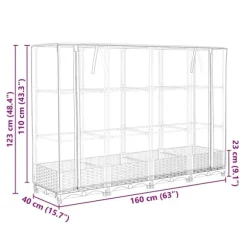 vidaXL Odlingslåda med växthusöverdrag rottinglook 160x40x123 cm