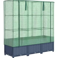 vidaXL Odlingslåda med växthusöverdrag rottinglook 120x40x138 cm