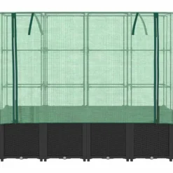 vidaXL Odlingslåda med växthusöverdrag rottinglook 160x40x153 cm