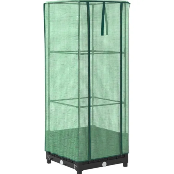 vidaXL Odlingslåda med växthusöverdrag rottinglook 40x40x123 cm