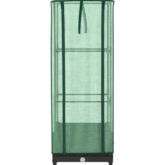 vidaXL Odlingslåda med växthusöverdrag rottinglook 40x40x123 cm