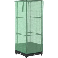 vidaXL Odlingslåda med växthusöverdrag rottinglook 40x40x123 cm