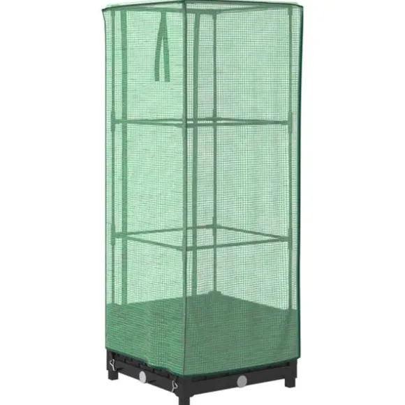 vidaXL Odlingslåda med växthusöverdrag rottinglook 40x40x123 cm