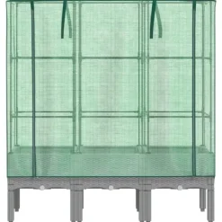 vidaXL Odlingslåda med växthusöverdrag rottinglook 120x40x140 cm