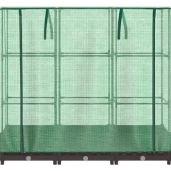 vidaXL Odlingslåda med växthusöverdrag rottinglook 120x40x123 cm
