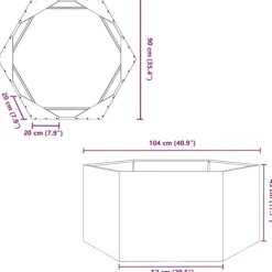 vidaXL Odlingslåda svart sexkantig 104x90x45 cm stål