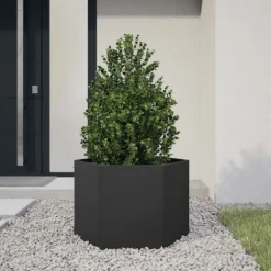vidaXL Odlingslåda svart sexkantig 69x60x45 cm stål