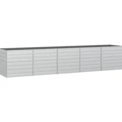 vidaXL Odlingslåda upphöjd galvaniserat stål 400x80x77 cm silver - Krukor & odlingslådor