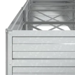 vidaXL Odlingslåda upphöjd galvaniserat stål 400x80x77 cm silver - Krukor & odlingslådor