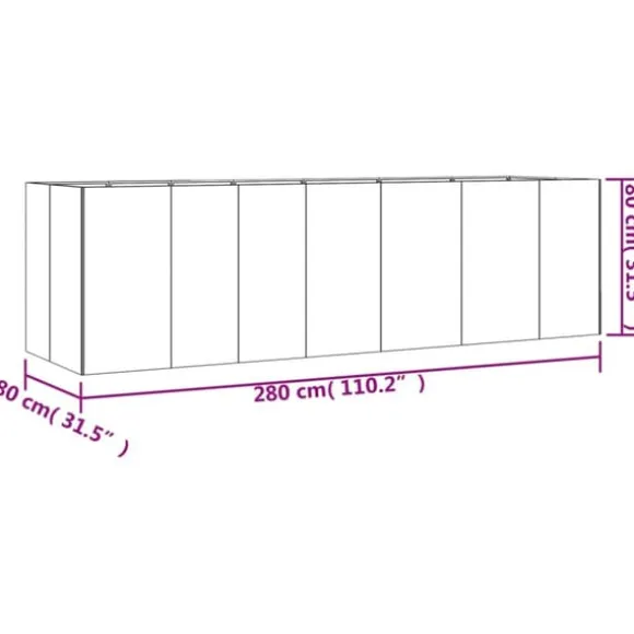 vidaXL Odlingslåda 280x80x80 cm rosttrögt stål - Krukor & odlingslådor