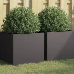 vidaXL Odlingslådor 2 st svart 42x40x39 cm kallvalsat stål - Krukor & odlingslådor