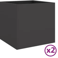 vidaXL Odlingslådor 2 st svart 42x40x39 cm kallvalsat stål - Krukor & odlingslådor