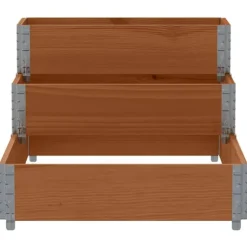 vidaXL Pallkrage 3 nivåer brun 120x80 cm massiv furu