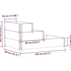 vidaXL Pallkrage 3 nivåer brun 120x80 cm massiv furu