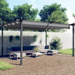 vidaXL Paviljong med infällbart tak 4x3 m antracit - Partytält & paviljoner