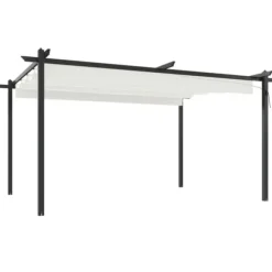 vidaXL Paviljong med infällbart tak 4x3 m gräddvit - Partytält & paviljoner