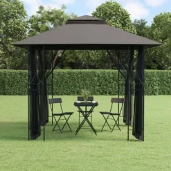 vidaXL Paviljong med sidoväggar antracit 300x300x270 cm stål - Partytält & paviljoner