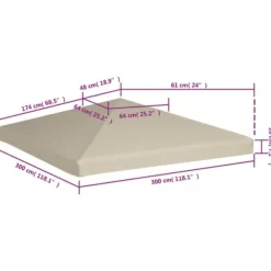 vidaXL Paviljongtak 310 g/m² 3x3 m beige - Tak till partytält & lusthus