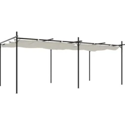 vidaXL Pergola med infällbart tak gräddvit 589x292x230 cm - Partytält & paviljoner