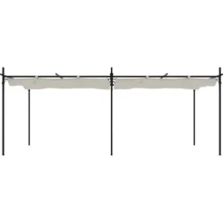 vidaXL Pergola med infällbart tak gräddvit 589x292x230 cm - Partytält & paviljoner