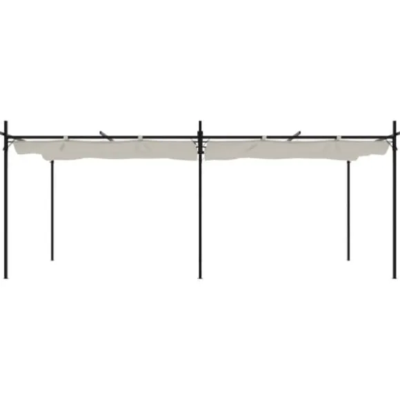 vidaXL Pergola med infällbart tak gräddvit 589x292x230 cm - Partytält & paviljoner