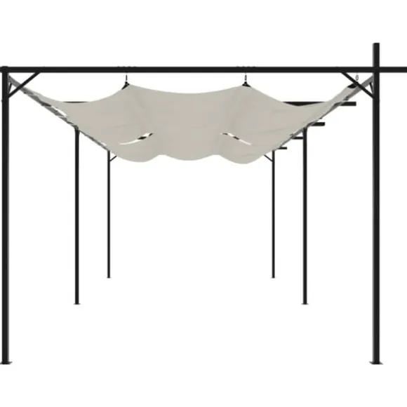 vidaXL Pergola med infällbart tak gräddvit 589x292x230 cm - Partytält & paviljoner