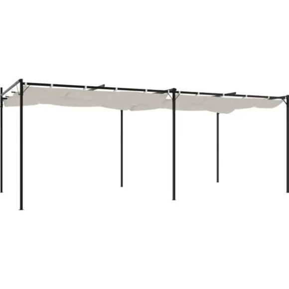 vidaXL Pergola med infällbart tak gräddvit 589x292x230 cm - Partytält & paviljoner