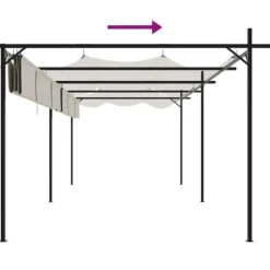 vidaXL Pergola med infällbart tak gräddvit 589x292x230 cm - Partytält & paviljoner