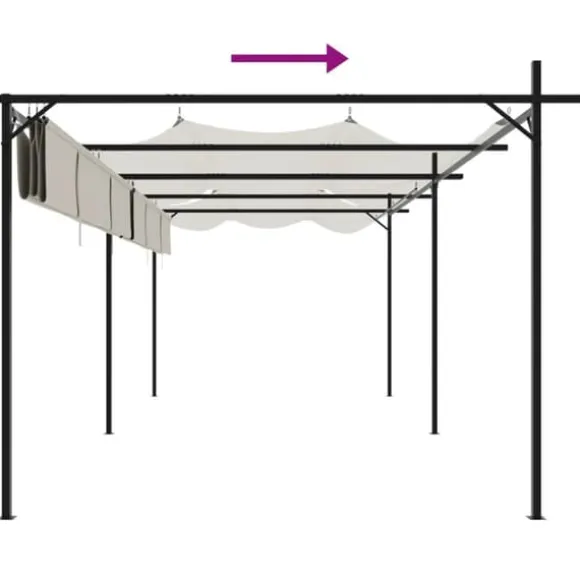 vidaXL Pergola med infällbart tak gräddvit 589x292x230 cm - Partytält & paviljoner