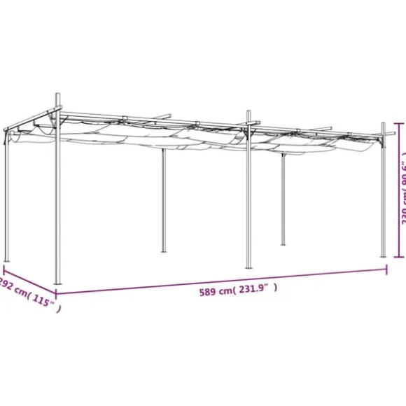 vidaXL Pergola med infällbart tak gräddvit 589x292x230 cm - Partytält & paviljoner