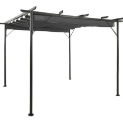vidaXL Pergola med infällbart tak antracit 3x3 m stål 180 g/m² - Bersåer, spaljéer & pergolor