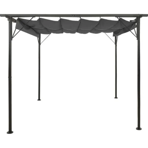 vidaXL Pergola med infällbart tak antracit 3x3 m stål 180 g/m² - Bersåer, spaljéer & pergolor