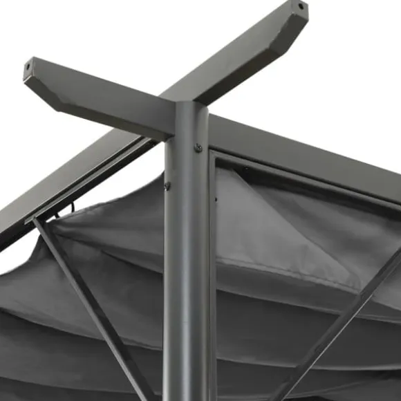 vidaXL Pergola med infällbart tak antracit 3x3 m stål 180 g/m² - Bersåer, spaljéer & pergolor