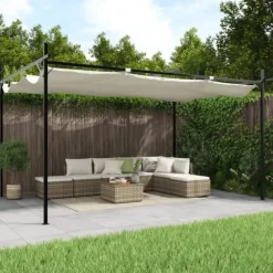 vidaXL Pergola med infällbart tak gräddvit 395x292x230 cm - Partytält & paviljoner