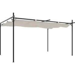 vidaXL Pergola med infällbart tak gräddvit 395x292x230 cm - Partytält & paviljoner