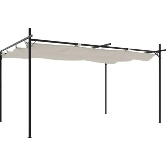 vidaXL Pergola med infällbart tak gräddvit 395x292x230 cm - Partytält & paviljoner