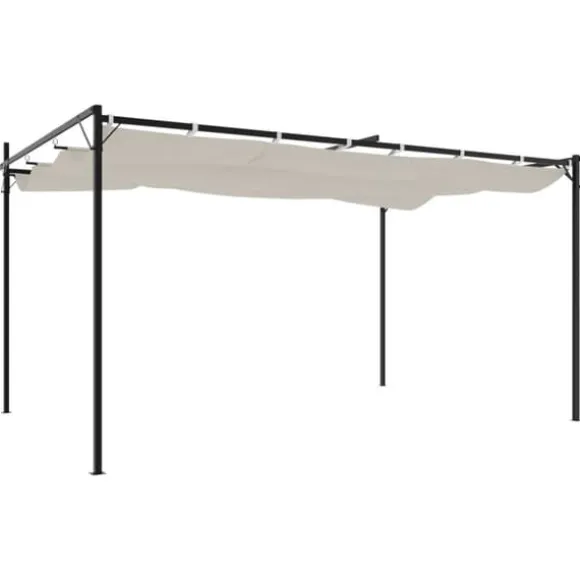 vidaXL Pergola med infällbart tak gräddvit 395x292x230 cm - Partytält & paviljoner
