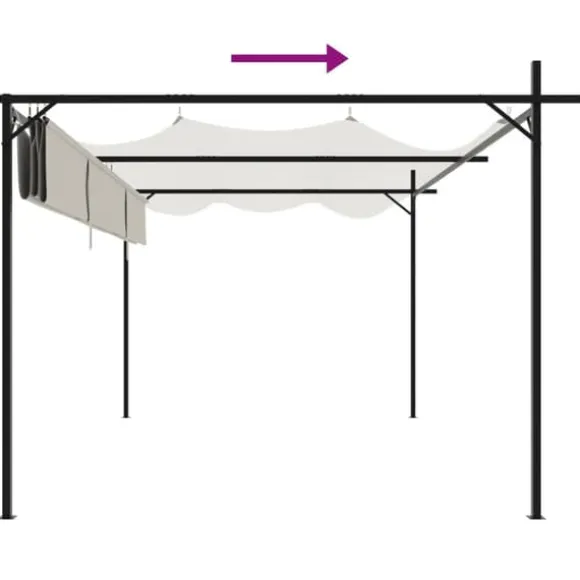 vidaXL Pergola med infällbart tak gräddvit 395x292x230 cm - Partytält & paviljoner
