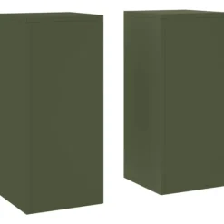 vidaXL Planteringsställ Set med 2 Olivgrön Kallvalsat stål