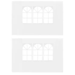 vidaXL Sidoväggar till partytält 2 st med fönster PE vit - Partytält & paviljoner