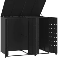 vidaXL Skjul för sopkärl för 2 platser svart 138x79x117 cm stål