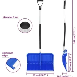 vidaXL Snöspade blå 145 cm aluminium - Snöskyfflar