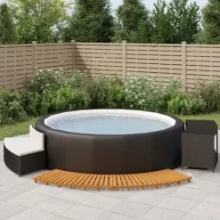 vidaXL Svart badkarstativ i flätad resin, massiv akaciaträ, spabad, spaanläggning i resin 362259