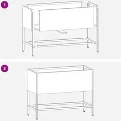 vidaXL Svart Metall 60 x 26 x 45 cm Krukor Metallkruka Rektangulär