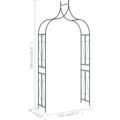 vidaXL Trädgårdsbåge mörkgrön 120x38x258 cm järn - Bersåer, spaljéer & pergolor