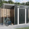 vidaXL Trädgårdsbod med förlängt tak antracit 277x110,5x181 cm stål - Förråd & Redskapsbodar