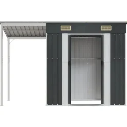 vidaXL Trädgårdsbod med förlängt tak antracit 277x110,5x181 cm stål - Förråd & Redskapsbodar