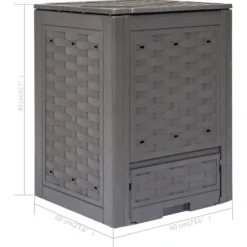 vidaXL Trädgårdskompost brun 60x60x83 cm 300 L plastrotting - Komposterare
