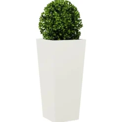 vidaXL Trädgårdskruka vit 35x35x75 cm stål